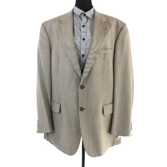 Brooks Brothers Wool Black Grey Houndstooth Single Breasted Sport Coat 45 Blazer - Picture 1 of 6